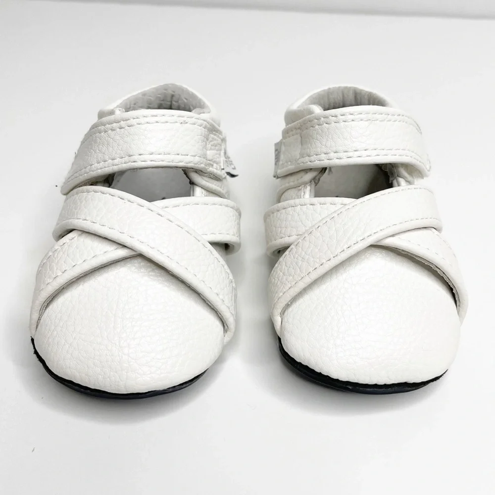 Jack and Lily My Mocs White Leather Strappy Mary Jane Moccasins